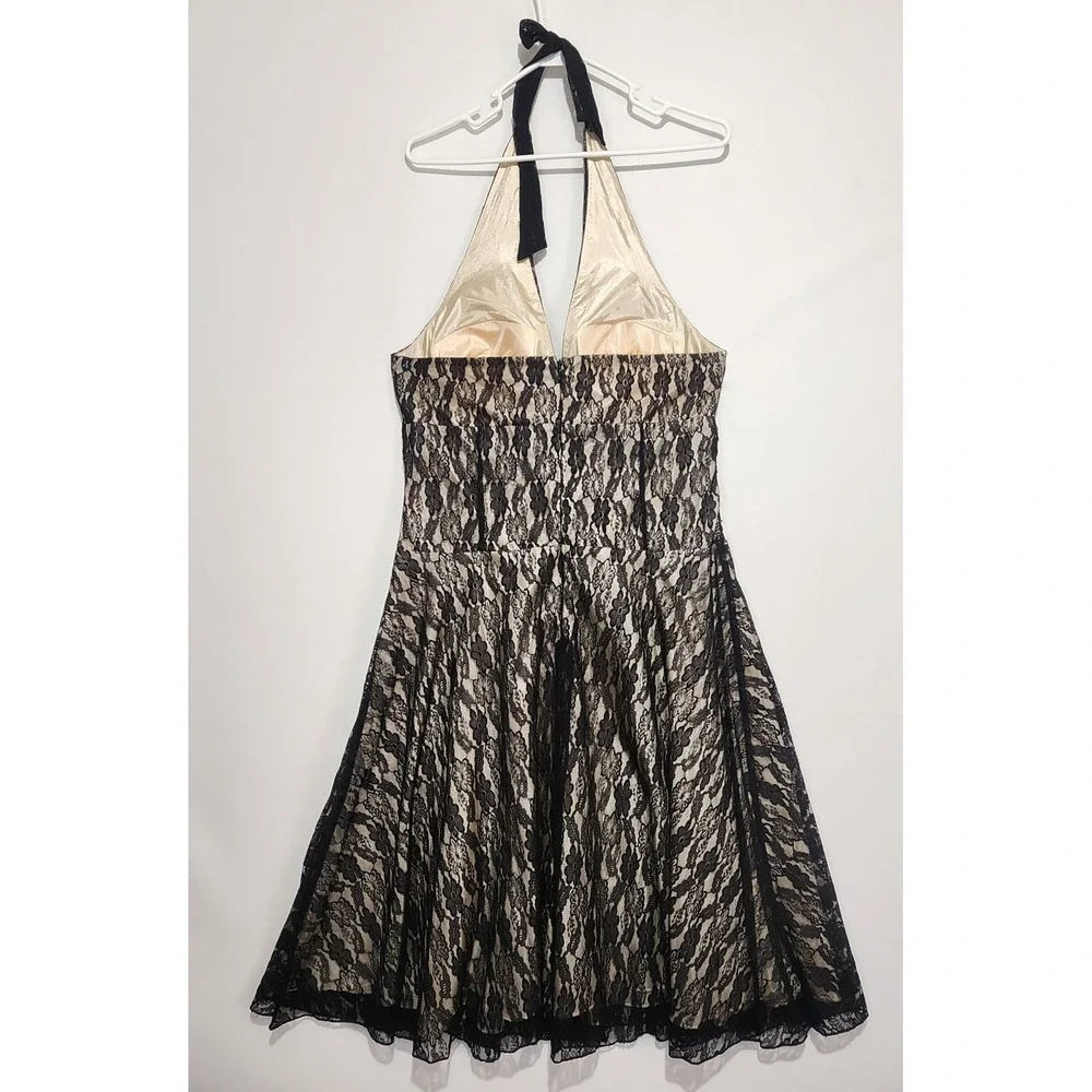 Philip Decaprio Y2K Women's Special Occasion Halter‎ Neck Lace Black Dress 12